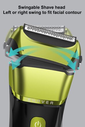 Електричний чоловічий бритва та тример з 3 гнучкими лезами, акумуляторний, бездротовий, з чохлом для подорожей, для мокрого та сухого гоління, час роботи 100 хв, подарунок для чоловіка, колір: смарагдово-зелений
