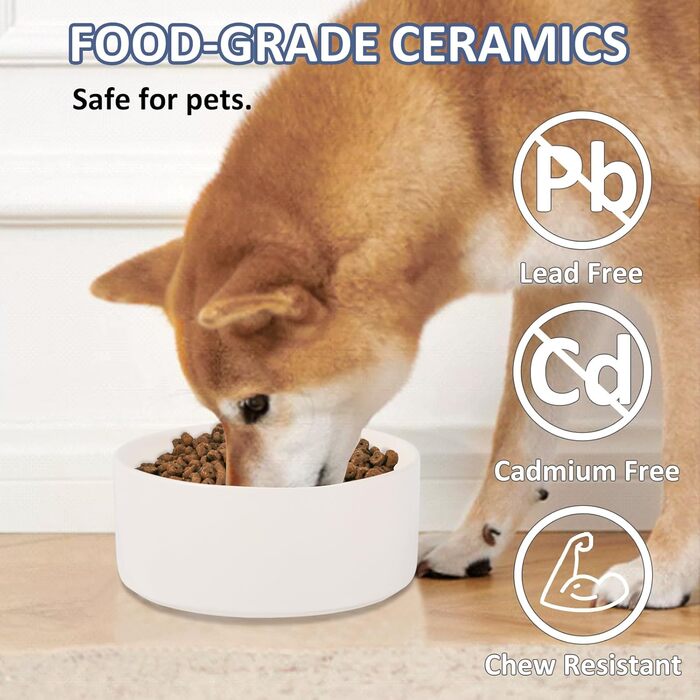 Керамічна миска для собак середніх та великих порід - важка, глибока, 1800 мл, біла