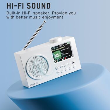 Портативне DAB/DAB+ радіо з цифровим радіо UKW, FM, Bluetooth 5.0, подвійний будильник, 40 попередніх станцій, 2.4' кольоровий дисплей