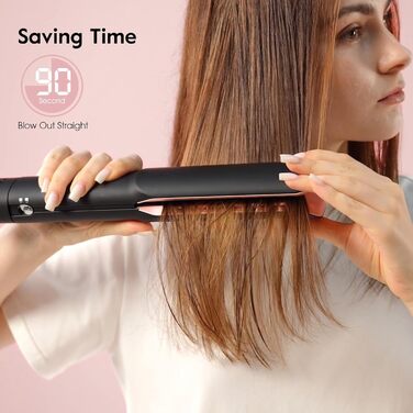 Фен-випрямляч 2-в-1 для тонкого та нормального волосся, 1300W, Ion Technology, 4 температурні режими (90°C-160°C), з функцією самоочищення (Чорний)