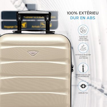 Чоткий валіза Flight Knight на 4 колесах, жорсткий корпус, ручна поклажа, сумісний з авіакомпаніями (British Airways, EasyJet), розмір 56x45x25 см (TSA)