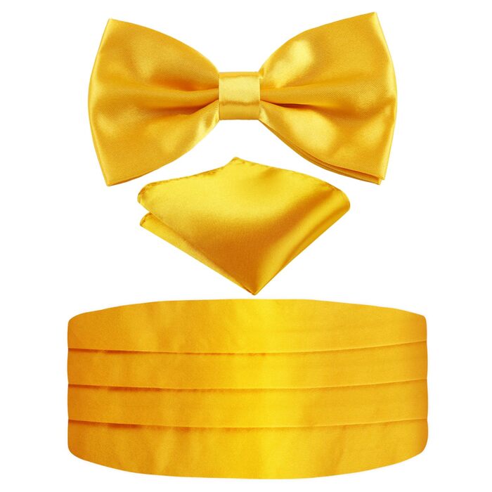 Метелик Alizeal чоловічий однотонний, з підтяжками та нагрудною хусткою (Золото-Жовтий, 132)