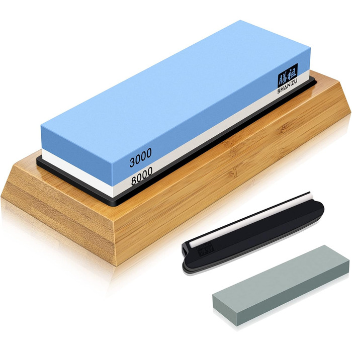 Набір для заточування ножів 2 в 1 SHAN ZU: Schleifstein (1000/5000) + Abziehstein, з керівництвом кута та силіконовою основою