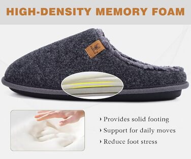 Чоловічі фетрові домашні тапочки KuaiLu: теплі, зручні, з м'якою підкладкою. Зручні для дому та вулиці, антиковзаюча підошва, розмір 43 EU, сірий колір