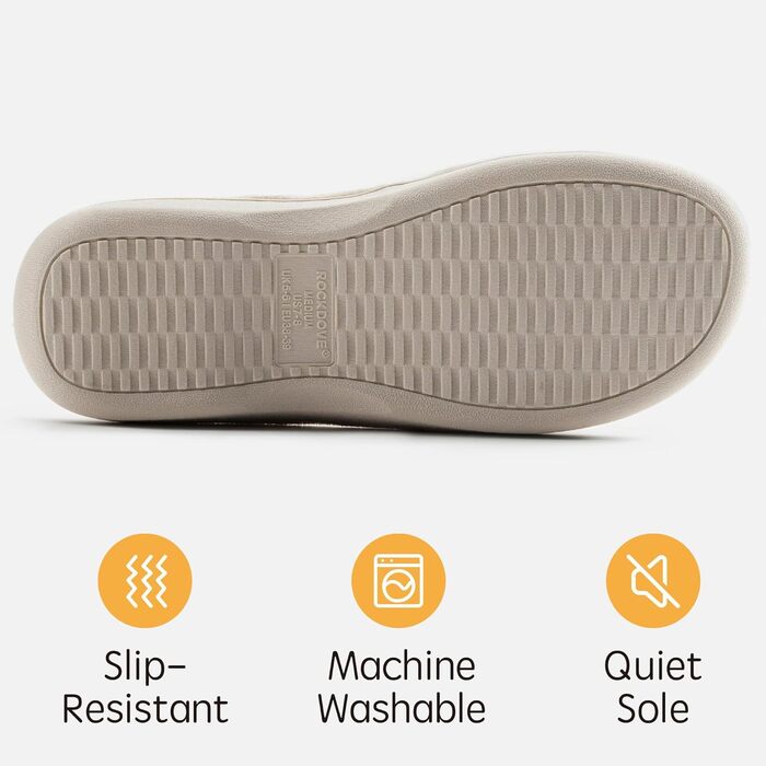 Домашні тапочки RockDove для жінок, регульовані, з піною Memory Foam, 42/43 EU, бежеві