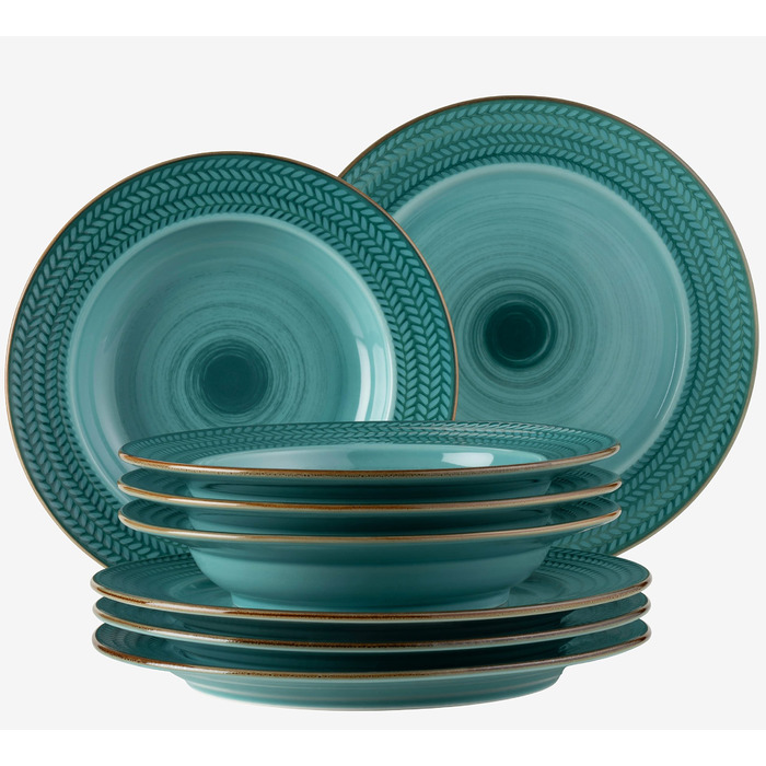 MÄSER Prospero: 8-Piece Premium Dinner Set for 4 - Turquoise Porcelain, Gastronomy Quality