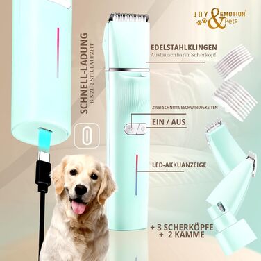 Машинка для стрижки тварин Joy & Emotion® 6-в-1: для котів та маленьких собак, з лазером та УФ-світлом, бездротова, тиха