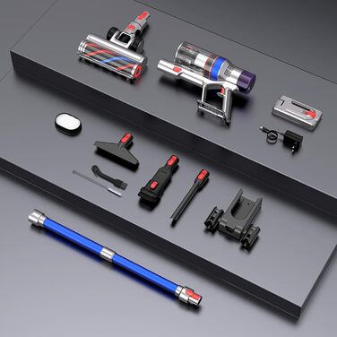 Бездротовий пилосос REBANIC S18 Max з дисплеєм, 600 Вт, 75 хвилин роботи, 58000 Па, об'єм контейнера 2 л, для твердих підлог, килимів, шерсті тварин, блакитний