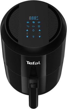 Аерофритюрниця Tefal EY3018 Easy Fry Compact, 1,6 л, 6 програм, цифровий дисплей, для 1-2 осіб, енергозберігаюча, без олії, чорна