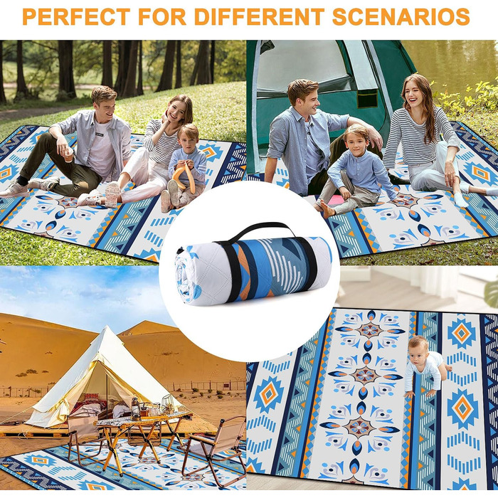 EXTSUD Piknik Decke Outdoor 200x200cm - Водостійкий плед для пікніка та кемпінгу з ручкою
