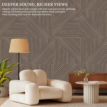 Акустичні панелі JBER (6 шт), самоклеючі звукопоглинаючі стінові панелі для офісу, студії та дому, 180 x 120 см, колір світкий горіх (тик)