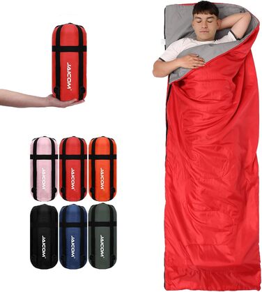 Сплячий мішок - компактний, легкий літній спальник для кемпінгу, відпочинку на природі, дорослих, піших прогулянок та відпочинку в приміщенні (зелений/червоний)