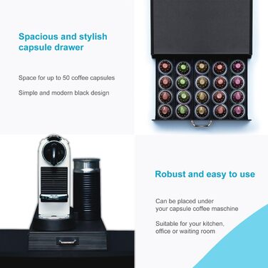 Організатор для капсул кави Intirilife - 50 капсул Nespresso, чорний - 38.2 x 23.2 x 5,6 см