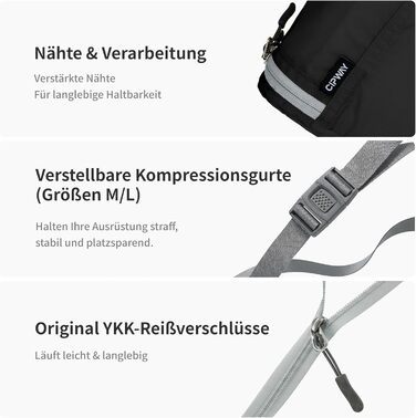 Органайзер для валізи Cipway, 5 шт. - кубики для одягу, нейлон, сірий (5PCS, чорний)