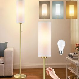 Стійка лампа Seruno X для вітальні, сіра, з 3 колірними температурами, 9W LED, сучасний дизайн з золотим масивним стійкою, вимикач на шнурі, торшер для вітальні, спальні, офісу