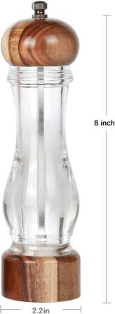 Набір дерев'яних мельниць для солі та перцю KKC з регульованим керамічним механізмом, 20 см, для дому та ресторану