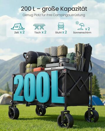 Візок садовий SONGMICS GFW909B01, 90 л, чорний, складаний, вантажопідйомність 180 кг, 4 колеса (2 поворотні)