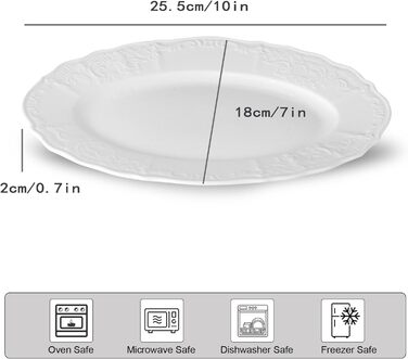 Набір сервіровочних тарілок UIBFCWN, 8 штук, порцеляна, білі, 25,4 x 15,2 см. Ідеально для десертів, суші, закусок, салатів та тортів.