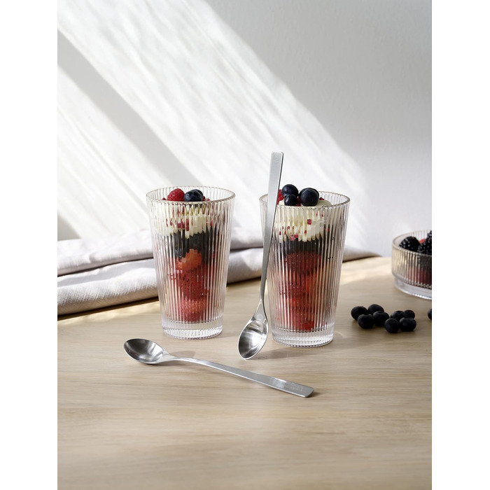 Stelton Pilastro Drinking Glasses - Ribbed Water Glasses Set - Dishwasher Safe, Stackable, for Hot & Cold Drinks - 350ml - Set of 4