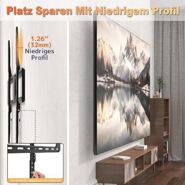 Кронштейн для телевізора Universal Ultra Slim 37-140 дюймів, вантажність до 125 кг, VESA 1200x800, чорний