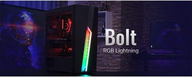 Корпус для ПК Aerocool Bolt Mid-Tower RGB, ATX, з прозорою бічною панеллю, RGB підсвітка, 120мм вентилятор, Чорний