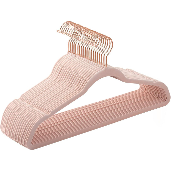 SONGMICS Плечики для одягу з оксамиту, 20 шт., для жакети, піджаки, костюми, 41,5 см, обертовий гачок 360°, білий, рожеве золото, CRF026W01 (рожевий)