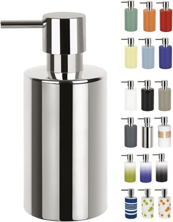 Дозатор мила Spirella | Керамічний | 300 мл | Сріблястий | Довговічний та міцний | 7x7x16 см