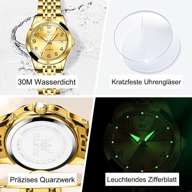 Годинник жіночий OLEVS з нержавіючої сталі, кварцовий, аналоговий, з датою, золотий, водонепроникний