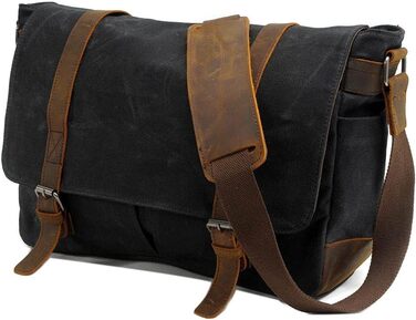 Водонепроникна фотосумка Neuleben для DSLR, наплічна, вінтаж, велика, з канвасу та шкіри, зелена (чорна)