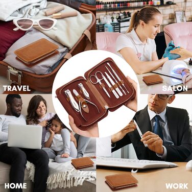 Набір для манікюру та педикюру FAMILIFE: 8 предметів з нержавіючої сталі, професійний, з кейсом, подарунок для чоловіків