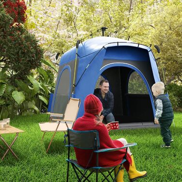 Намет Outsunny Pop-Up для 3 осіб, блакитний: сімейний кемпінговий намет з UV 50+ захистом, 4 двері, водонепроникність 1000 мм