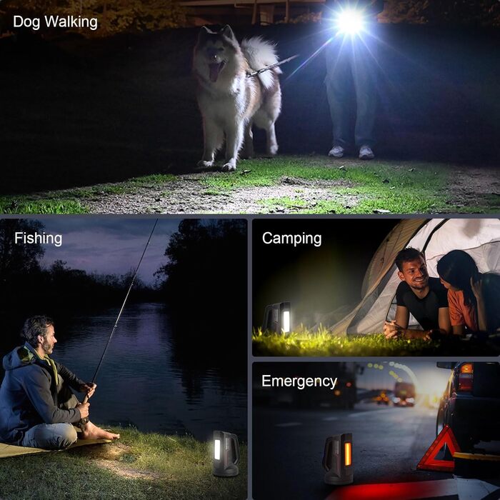 ERAY LED ліхтар 11000 лм, ручний прожектор, акумулятор 9600mAh, 6 режимів, IPX4 водостійкий, Power Bank, потужний ліхтар для кемпінгу, походів, надзвичайних ситуацій, активного відпочинку