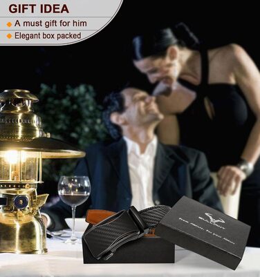 Чоловічий ремінь KEMISANT 2 шт. з автоматичною застібкою-разом, шкіряний ремінь регульованої ширини 35 мм з подарунковою коробкою (115 см/32'-38' розмір, 160 см/48'-56' розмір, 2 шт. чорний/Священний сірий 8126)