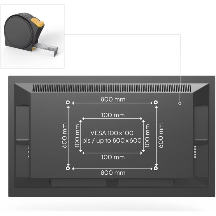 Hama TV Wall Mount Bracket - 37-90 inch TVs, up to 220lbs, VESA 800x400, Fixed Wall Mount with Minimal Wall Clearance, Includes Fischer Anchors & Installation Guide