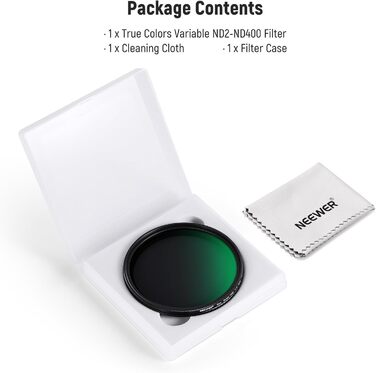 NEEWER Фільтр ND Variabler 67mm ND2-ND400, Градуйований ND-фільтр з HD склом та алюмінієвою рамкою