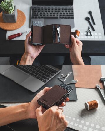 Чохл для карток VULKIT: шкіряний гаманець для чоловіків з RFID захистом (колір коричневий)