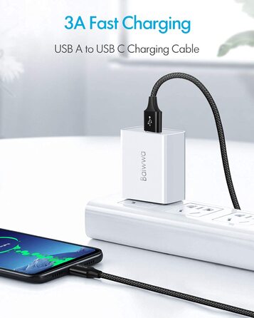 Кабель USB-C на USB-A, 4м, чорний: для Samsung, iPhone, Redmi, Pixel