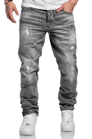 Чоловічі джинси Regular Straight Fit Denim Hose Destroyed R7998 (33W/34L, світло-сірі)