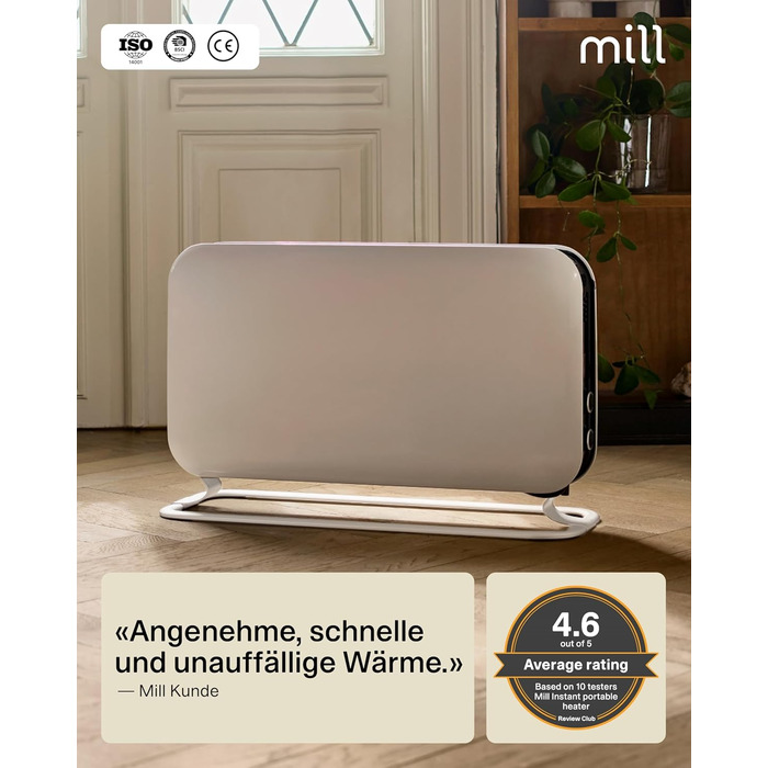 Електричний конвекторний обігрівач Mill MEC 2000W – 24-28 м², з термостатом, тихий, для дому