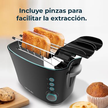 Тостер Cecotec Toast&Taste Extra W 1000W з подвійним широким слотом, 7 рівнів підсмажування, автоматичний викид, піддон для крихт, білий