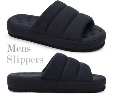 Чоловічі домашні тапочки KuaiLu, модна стежка, тканинні сандалії, комфортні, з піною пам'яті, для дому та вулиці, чорні, 44 EU