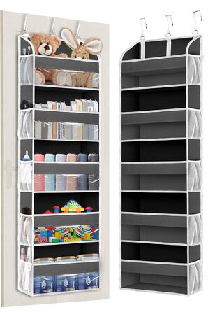 Органайзер на двері 5-поверховий складний, темно-сірий – для ванної, дитячої, кемпінгу