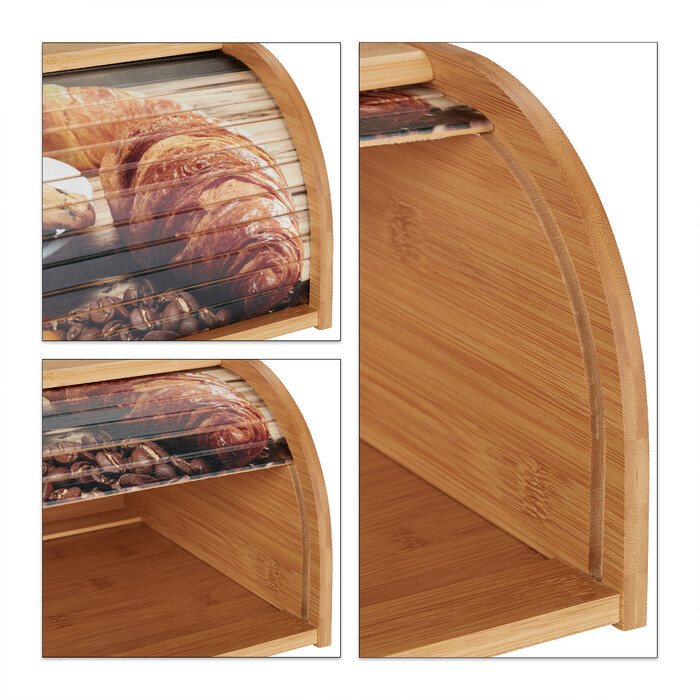 Relaxdays Bamboo Bread Box with Roll-Up Lid