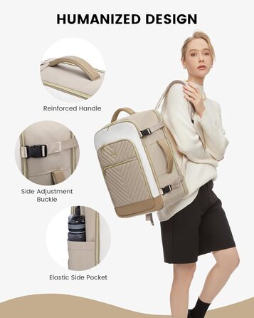 Рюкзак LOVEVOOK для жінок, 40л, ручна поклажа, для ноутбука 18 дюймів, водонепроникний, для подорожей, бізнесу, сумка-дуфіль, набір ручної поклажі, бежевий, хакі