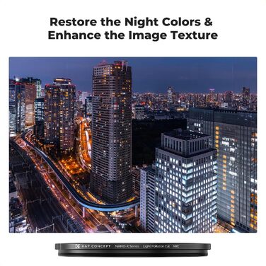 Фільтр K&F Concept Nano-X Natural Night для астрофотографії (62mm) - зменшує засвітлення