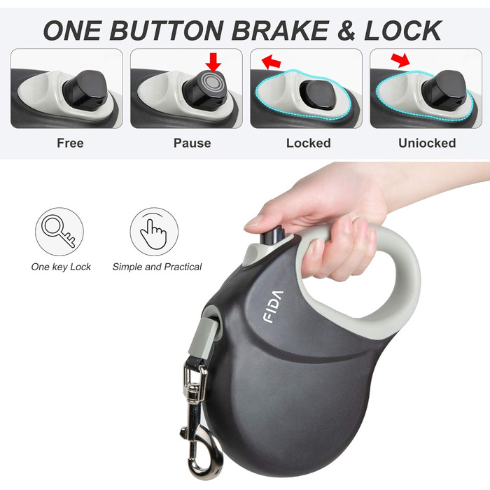 Рулетка для собак Fida, 4.8 м, до 11.8 кг, 360°, кавовий/коричневий