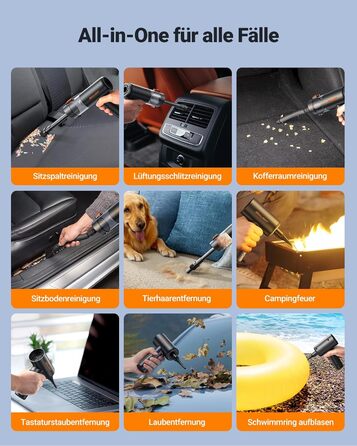 Акумуляторний пилосос SEALIGHT Handstaubsauger 32000 Pa безщітковий, міні-пилосос 4-в-1 з контейнером для пилу та чохлом для зберігання