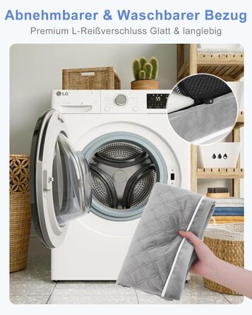 Ортопедичне ліжко для собак KSIIA, великі породи, 104x68x8 см, сіре, знімний наматрац, легко миється