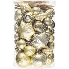 60 шт. новорічні кулі для прикраси ялинки Valery Madelyn, набір міцних кулішок, декор на Новий рік (золотий)