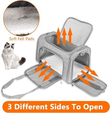 Транспортна сумка для кота/собаки з плечовим ременем, переносний переноска для котів та собак до 7 кг, складна, дихаюча сумка, переноска для середніх та маленьких тварин (сіра, 45x30x30 см)